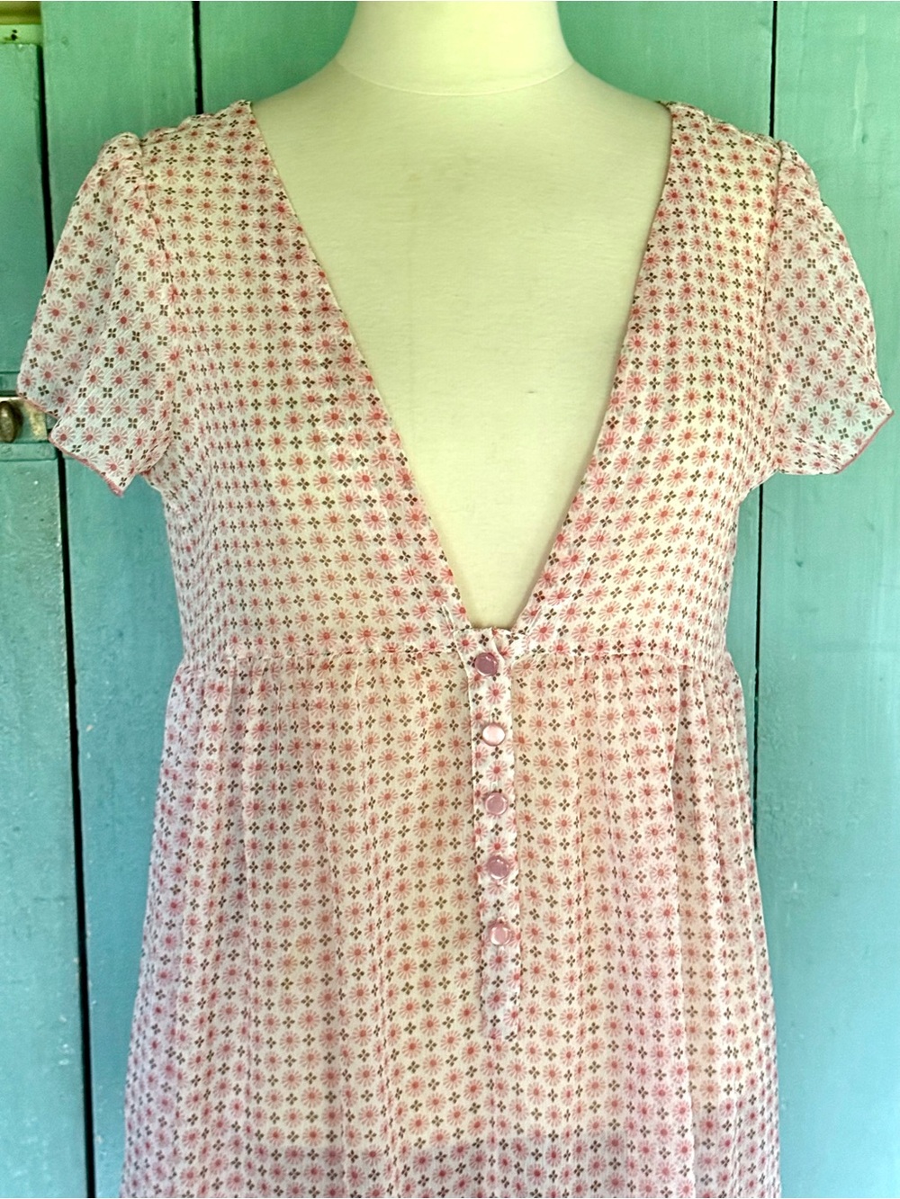 Darling Baby Doll Cover Up 'E Basics' Sheer Floral Dress Small/Med